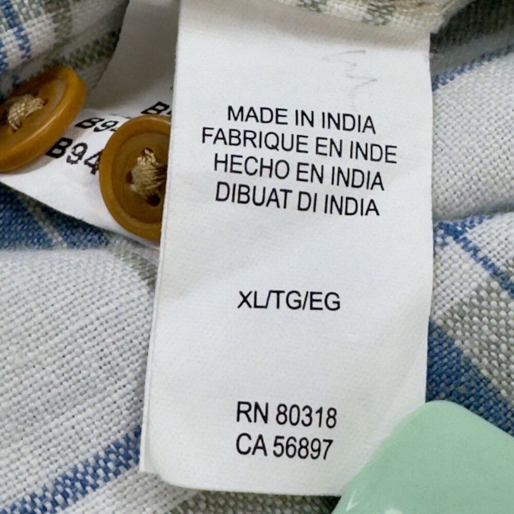 Lucky Brand Men’s Linen Shirt Plaid Short Sleeve Button Up XL - Picture 7 of 13